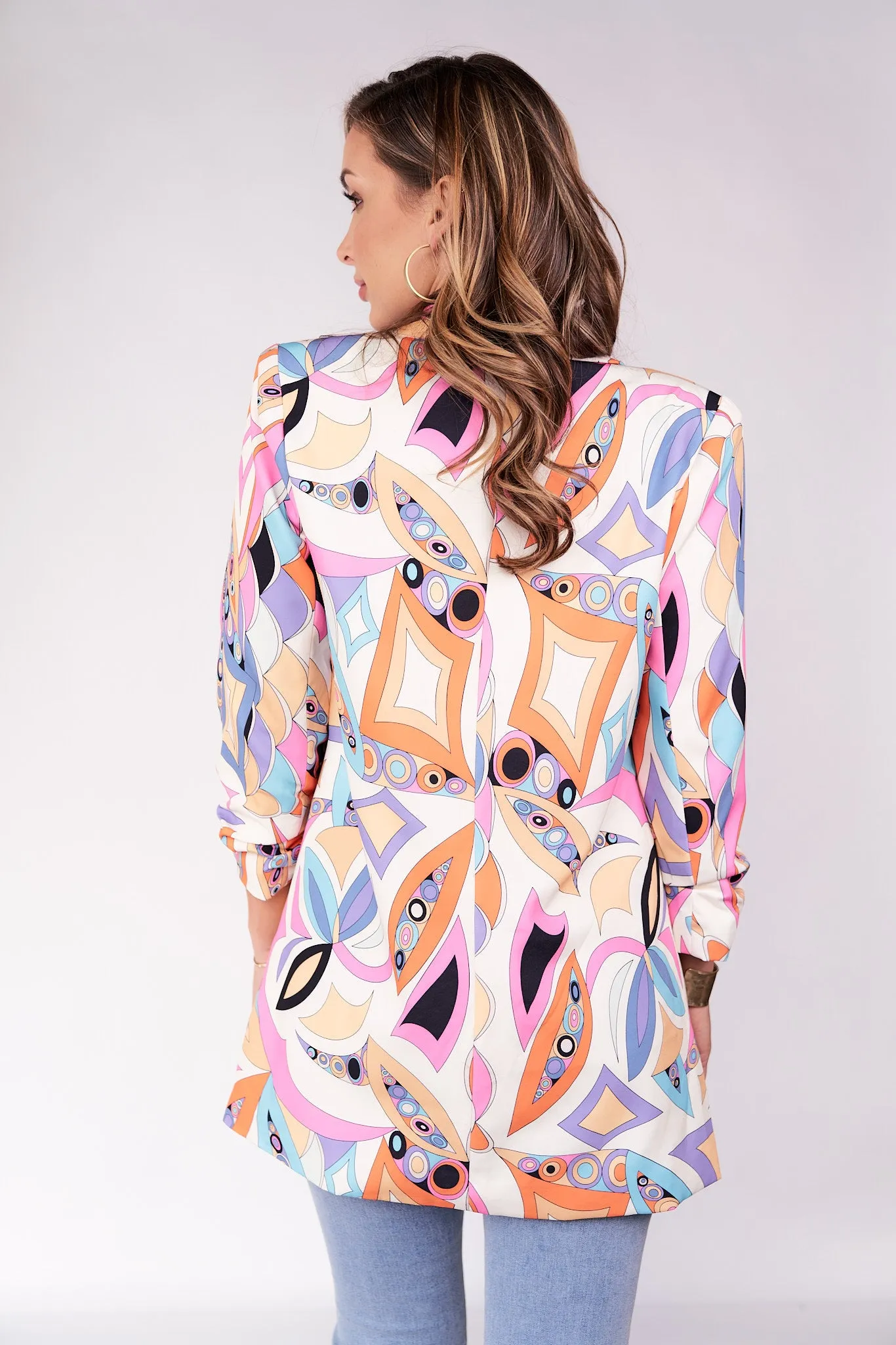 3/4 Sleeve Printed Blazer