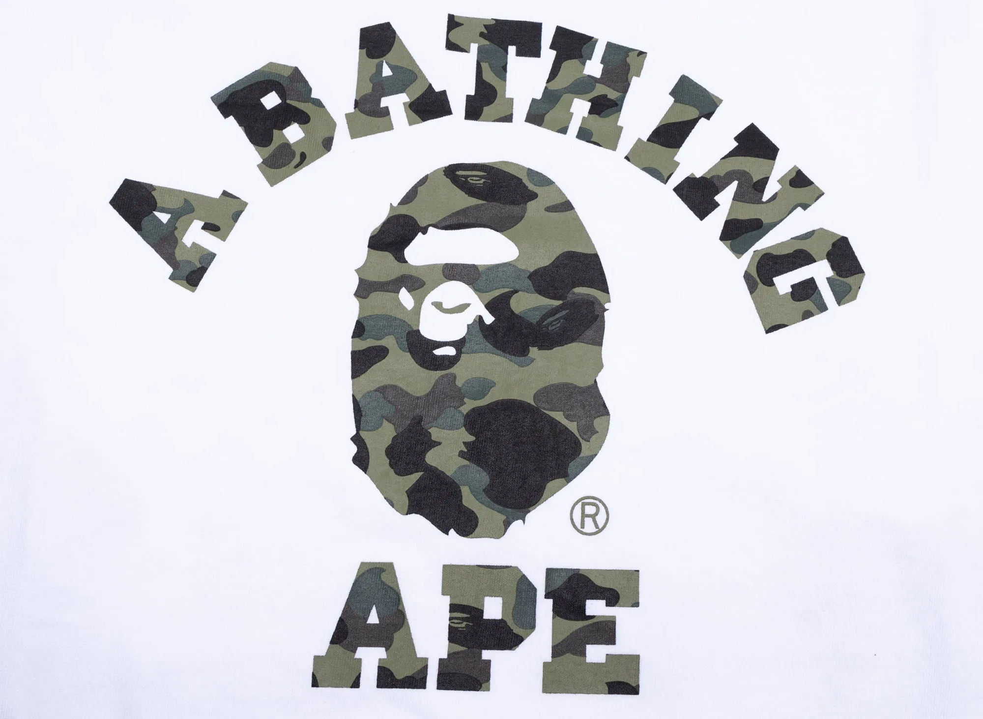 A Bathing Ape 1st Camo Camo College L/S Tee in White