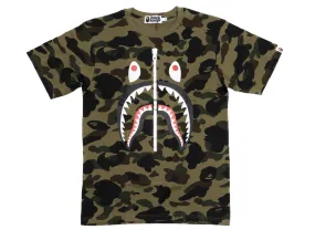 A Bathing Ape Bape Zipper S/S Tee in Green Camo