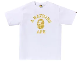 A Bathing Ape Color Camo College Tee in White/Yellow