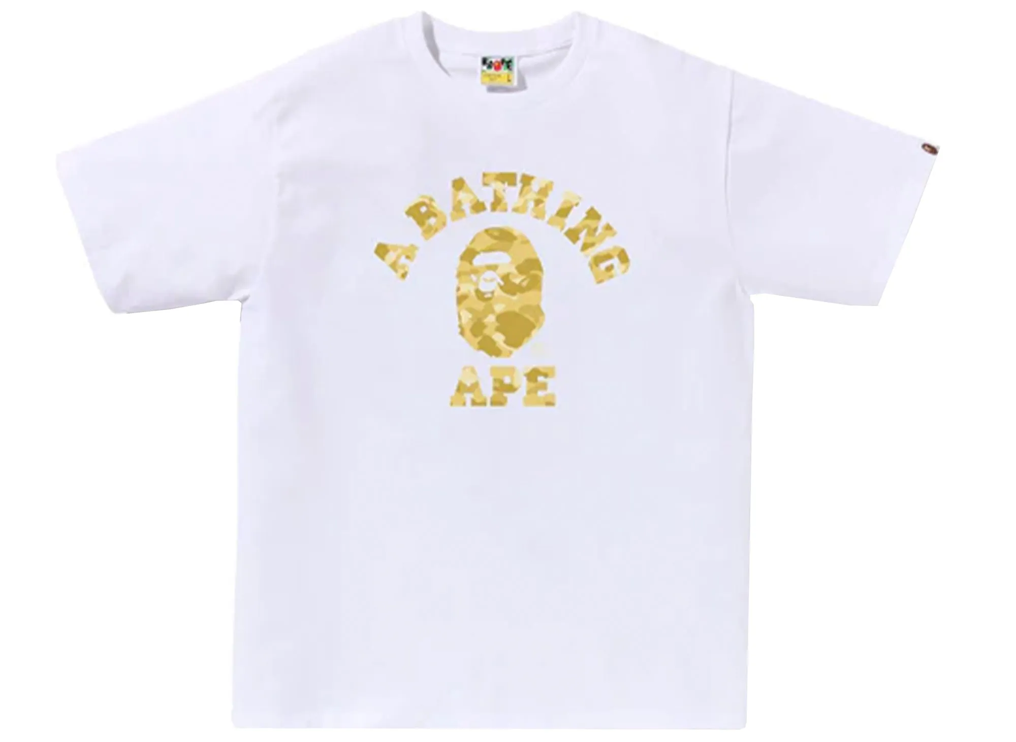 A Bathing Ape Color Camo College Tee in White/Yellow