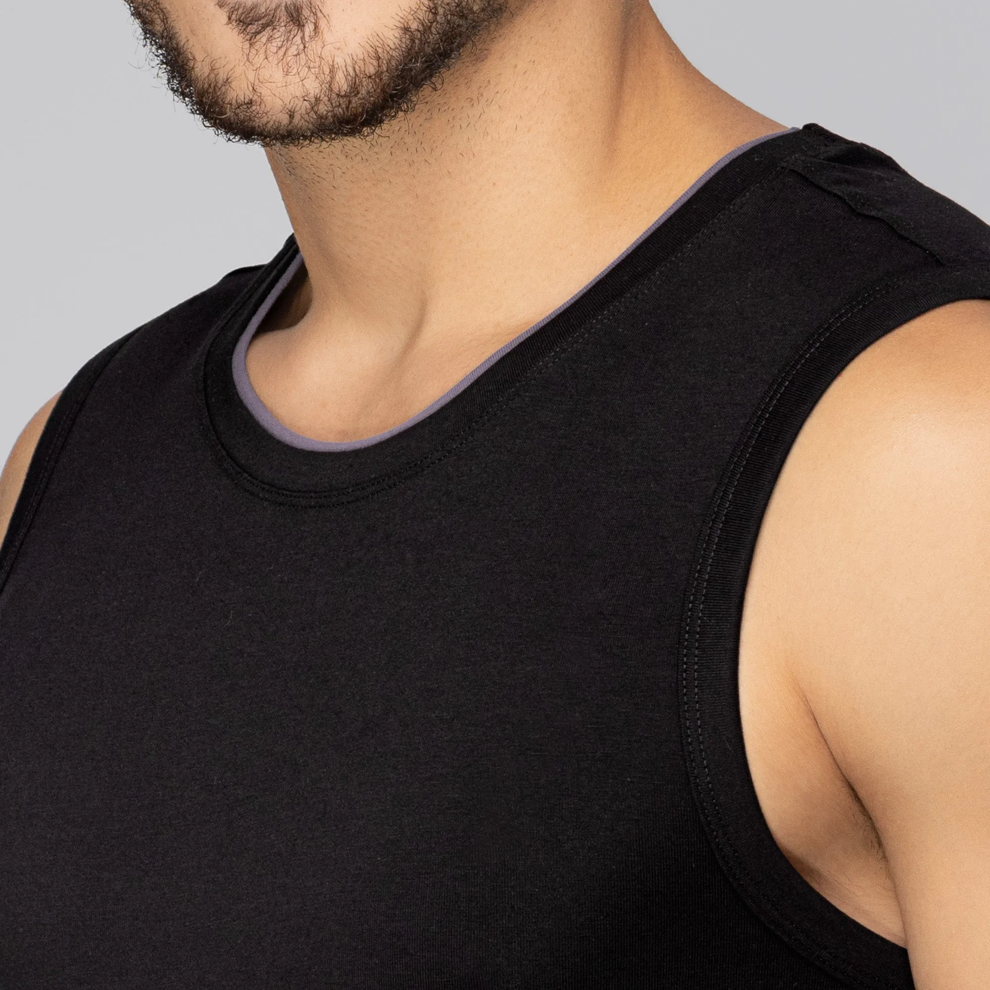 Activo Combed Cotton Gym Vest Black Knight