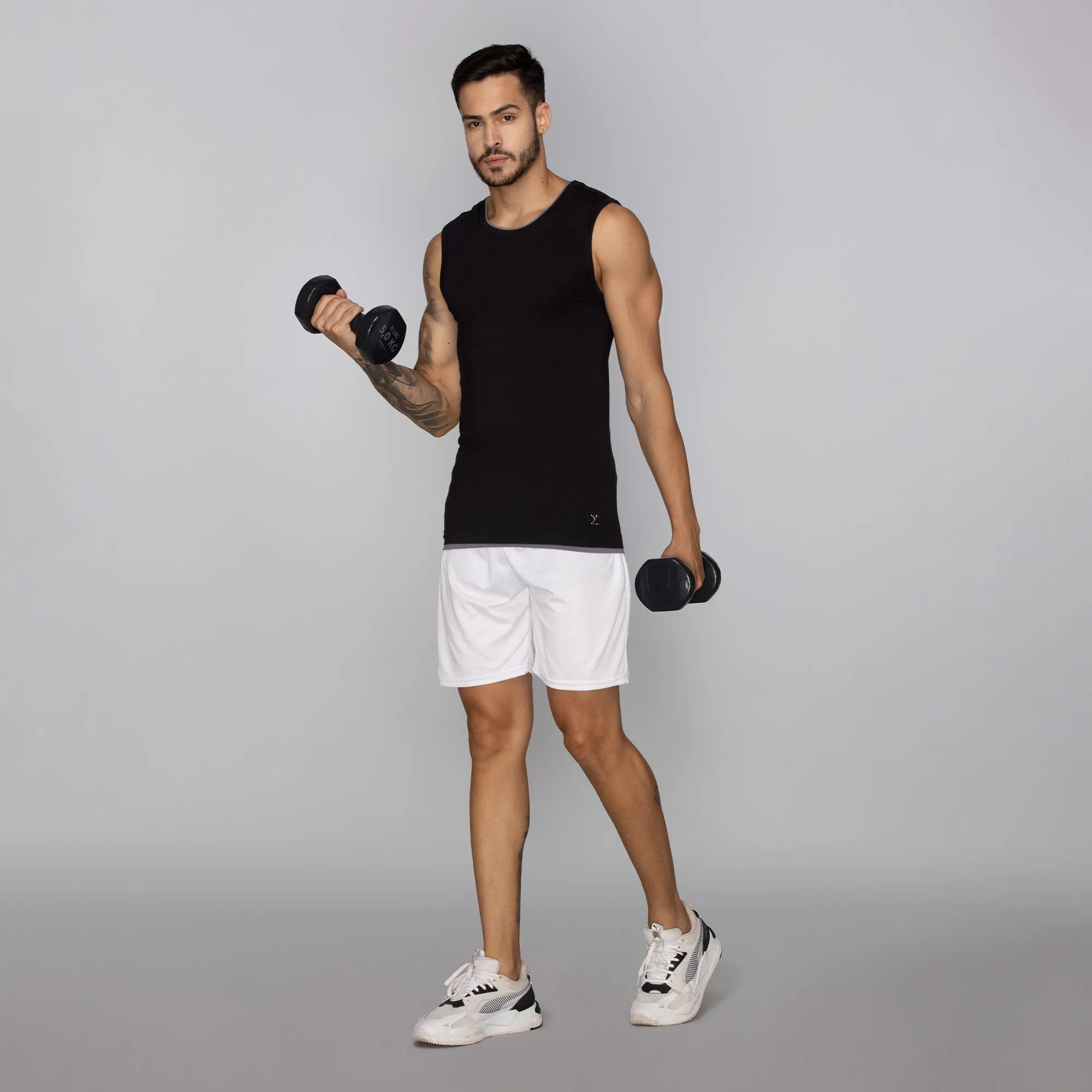 Activo Combed Cotton Gym Vest Black Knight