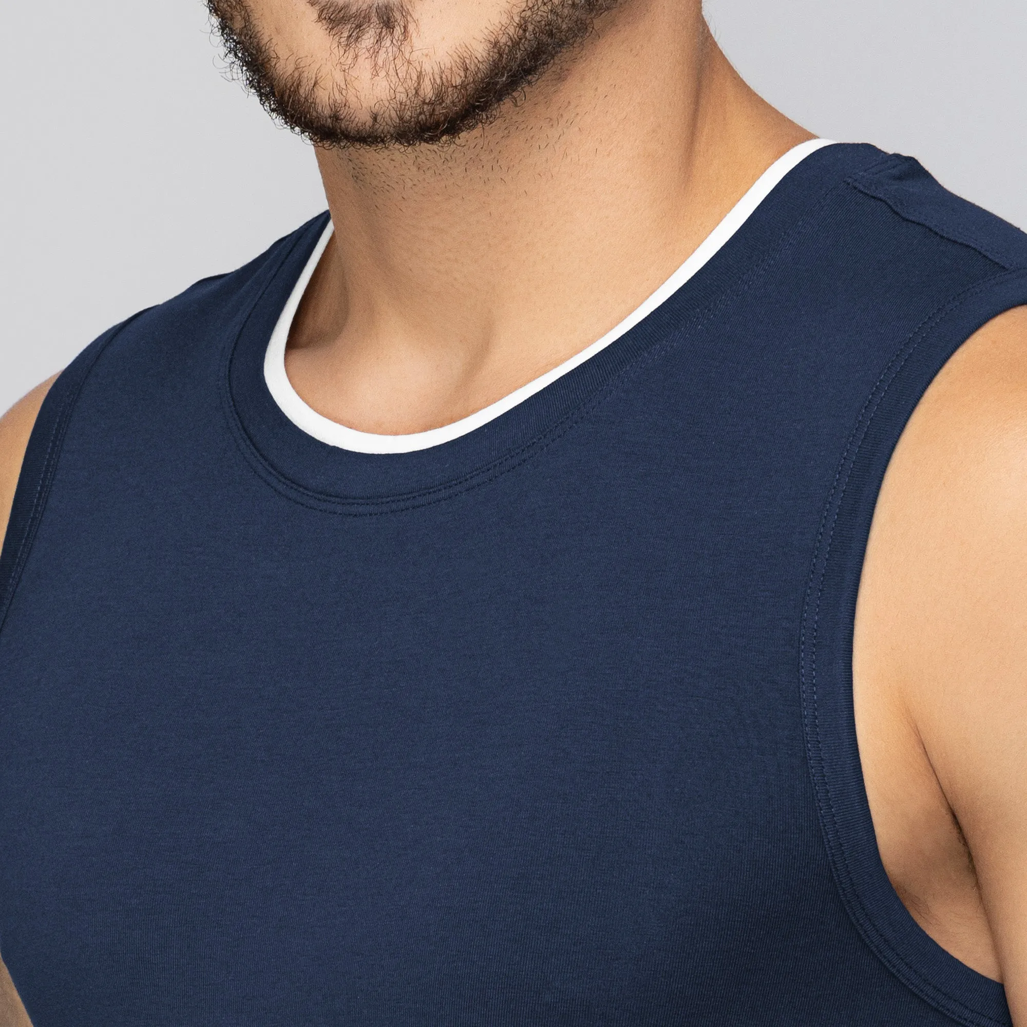 Activo Combed Cotton Gym Vest Estate Blue