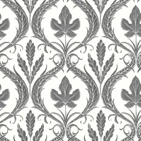 Adirondack Damask Wallpaper in Black/White from Damask Resource Library