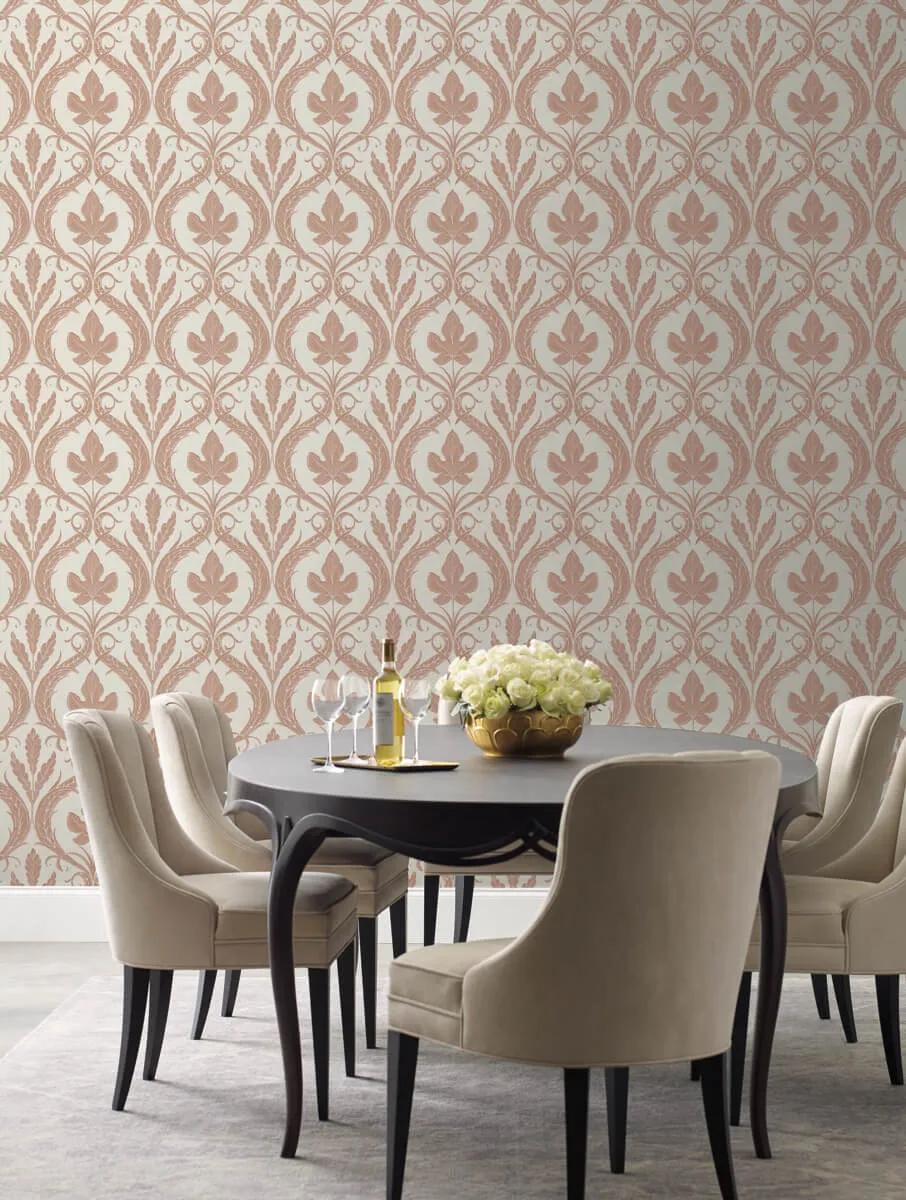 Adirondack Damask Wallpaper in Clay/Beige from Damask Resource Library