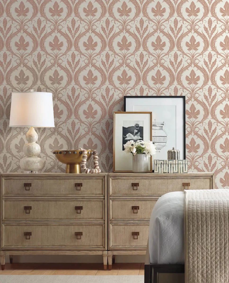 Adirondack Damask Wallpaper in Clay/Beige from Damask Resource Library