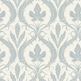 Adirondack Damask Wallpaper in Smoky Blue/Beige from Damask Resource Library