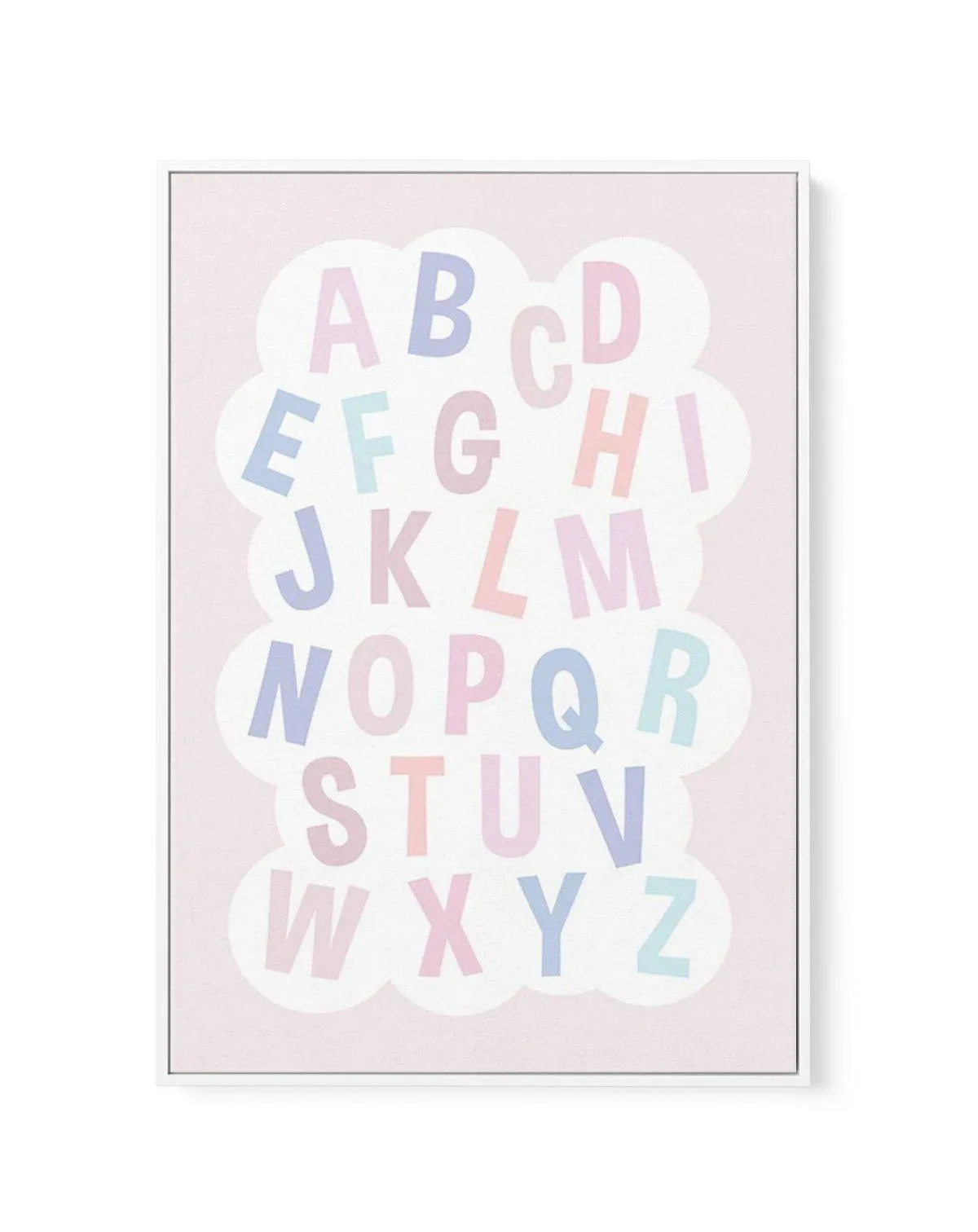 Alphabet Cloud | Pastels | Framed Canvas Art Print