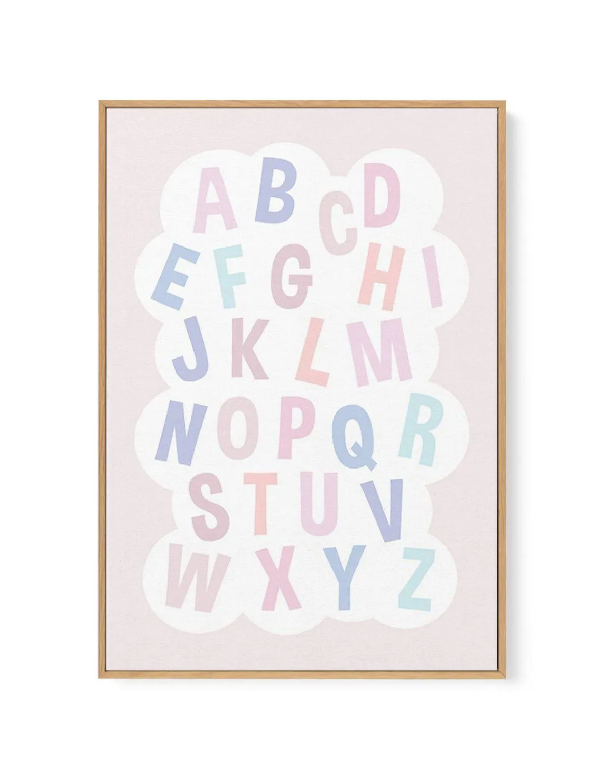 Alphabet Cloud | Pastels | Framed Canvas Art Print