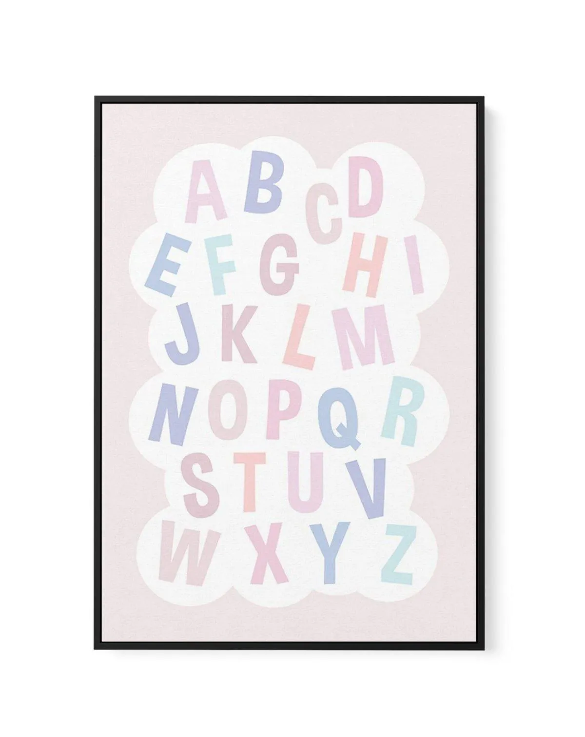 Alphabet Cloud | Pastels | Framed Canvas Art Print