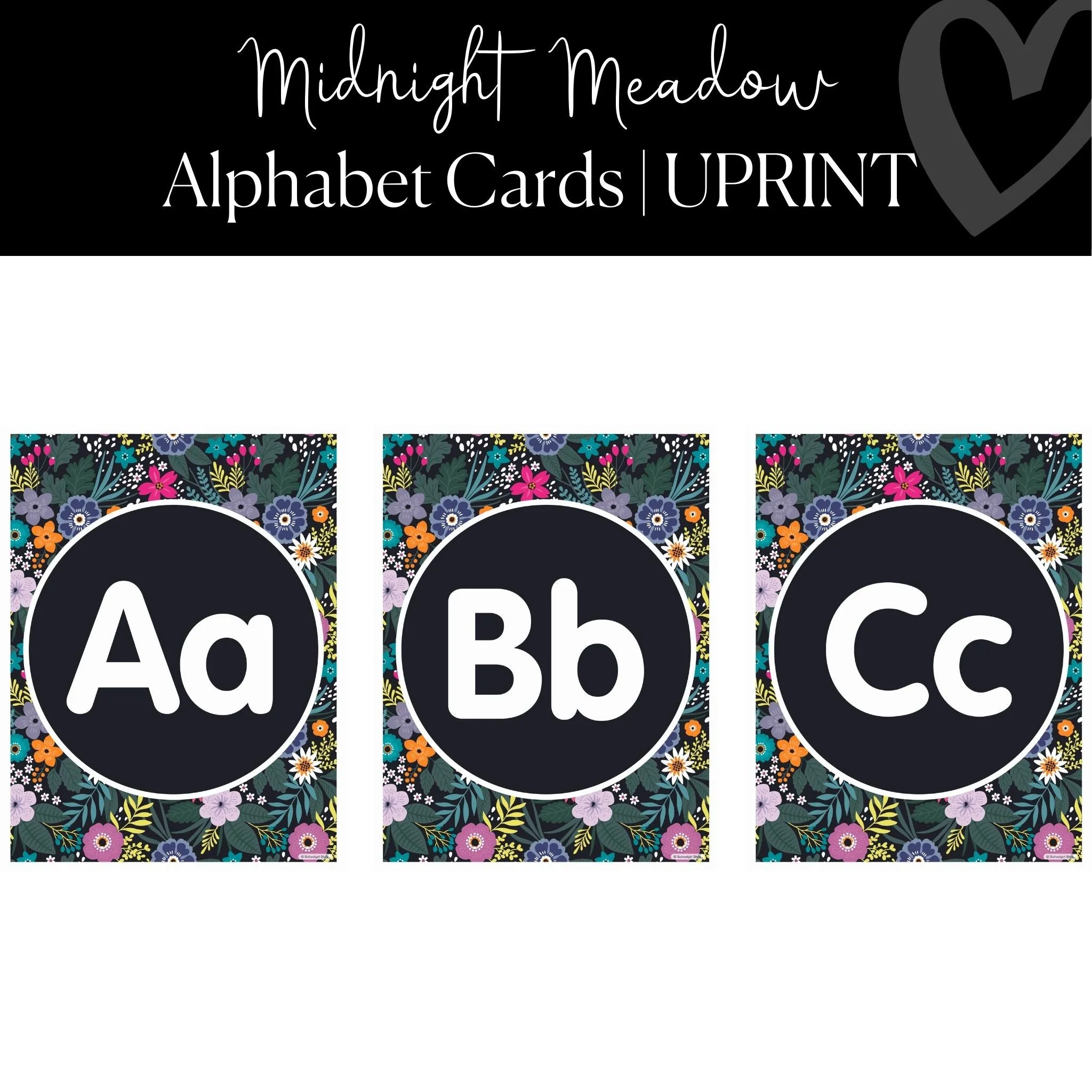 Alphabet Posters | Floral Classroom Decor | Midnight Meadow | UPRINT | Schoolgirl Style