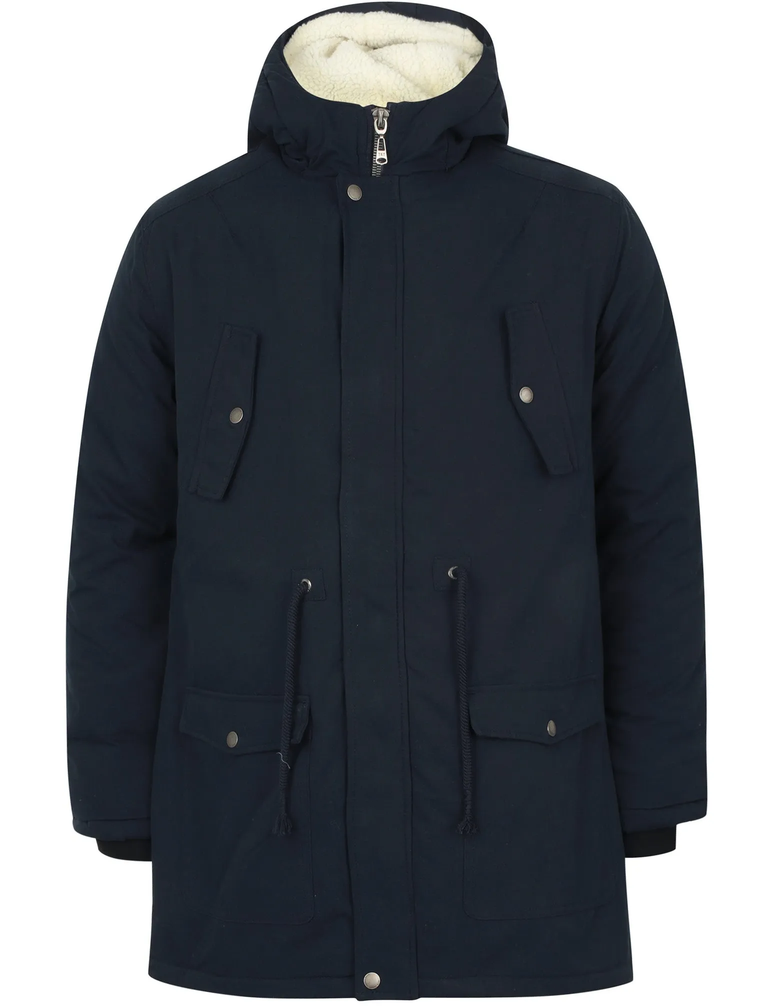 Astrid Borg Lined Hooded Parka Coat In True Navy - Tokyo Laundry