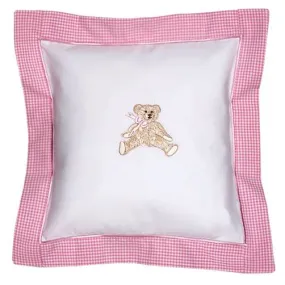 Baby Pillow Cover in Bow Teddy Pink