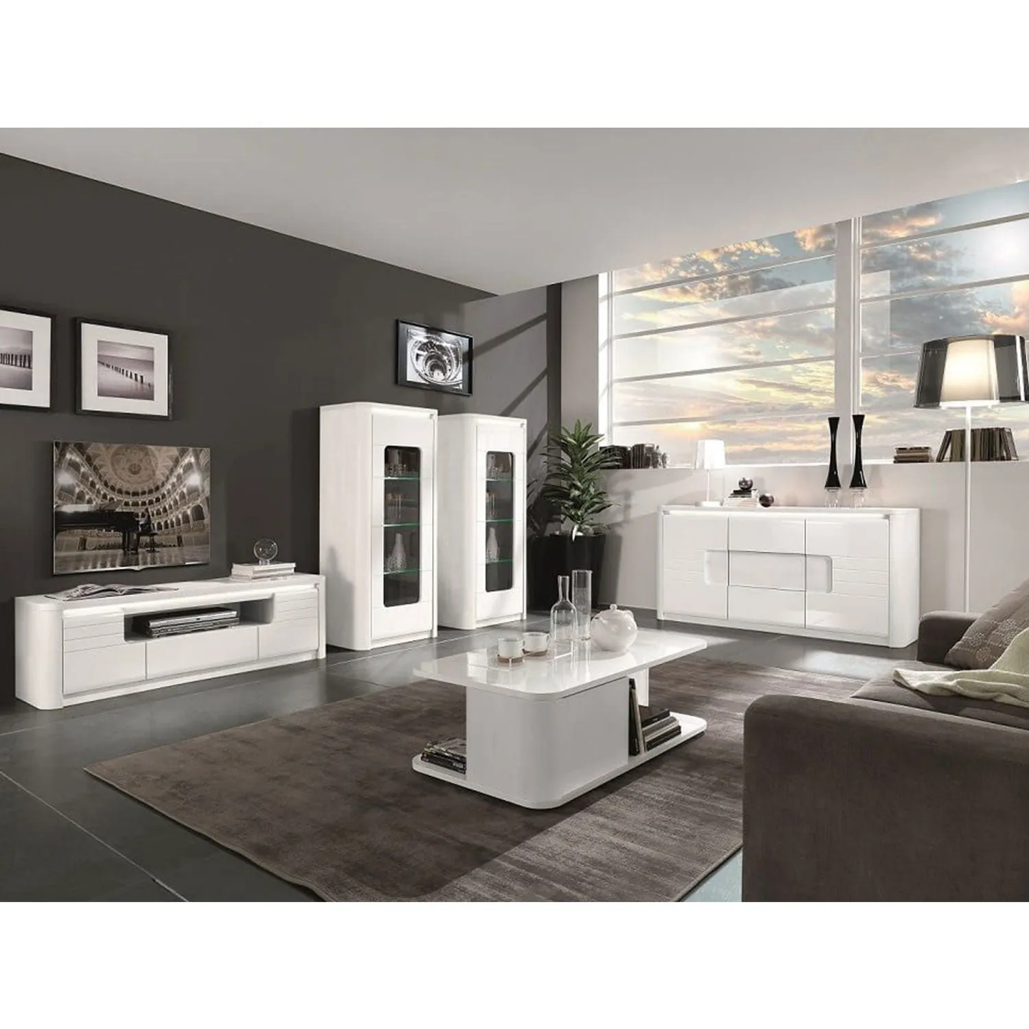 Bellini White High Gloss Wooden TV Unit