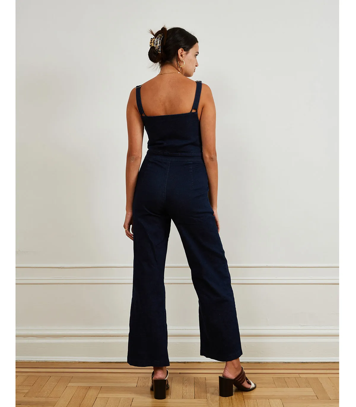 Billy Zip Front Wide Leg Jumpsuit - Dark Indigo