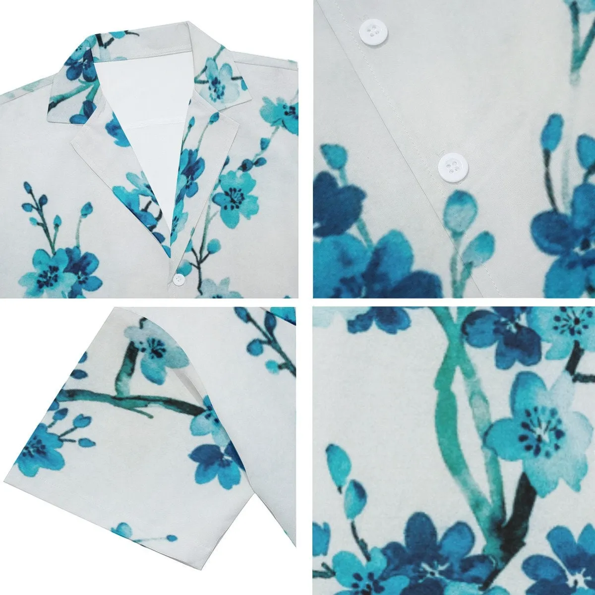 Blue Floral Shirt Men, Men's floral shirt, Romantic Shirt Men, Spring Summer Top, Summer Shirt Men, Vneck shirt men, Vacation Shirt men