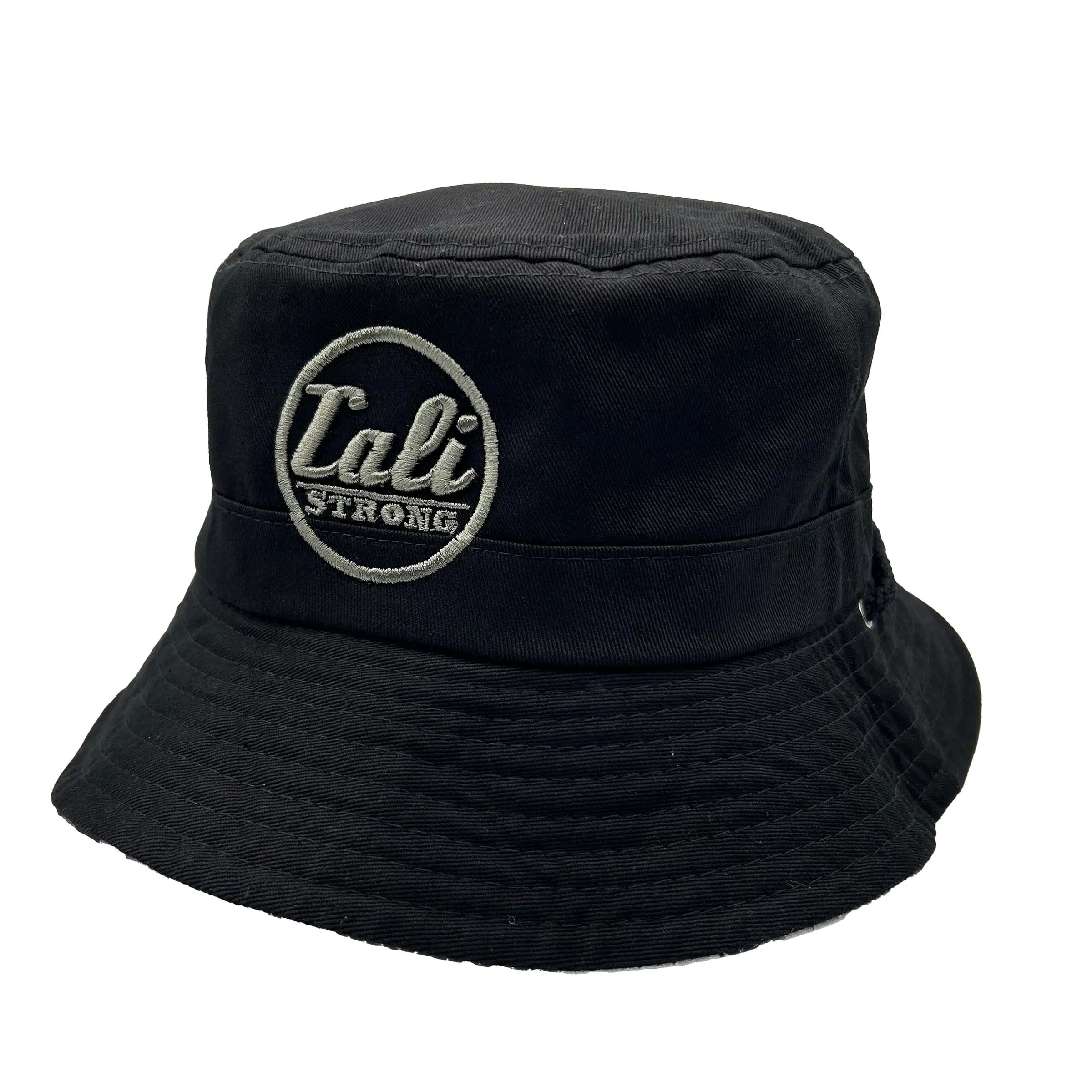 CALI Strong Urban Camo Reversible Black Bucket Hat Tactical Morale Patch