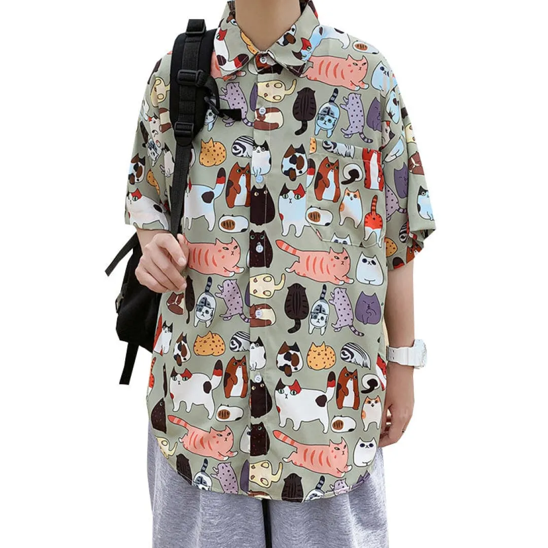 CasualStreet Printed Short Sleeve Cat Crazy Shirt