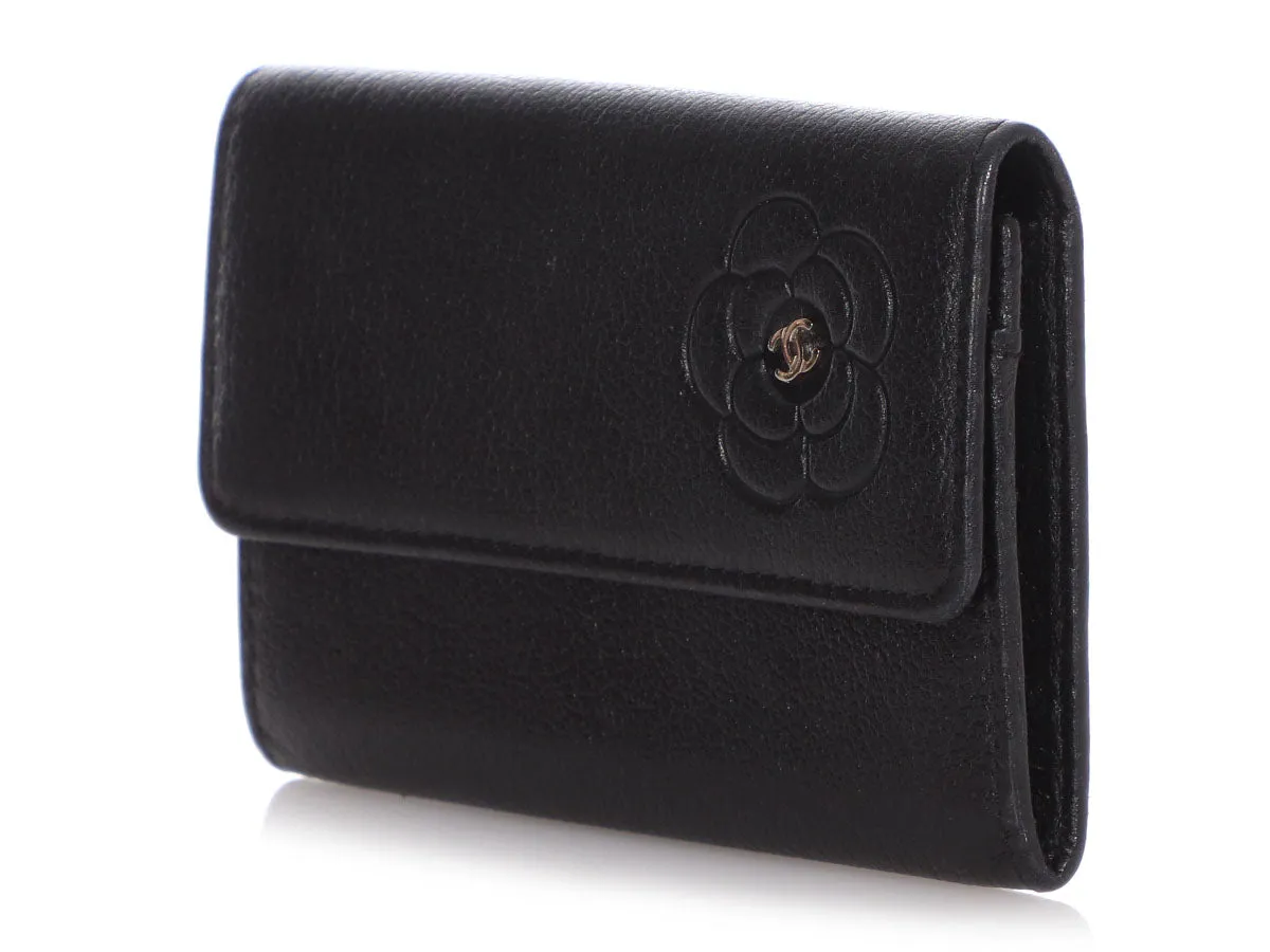 Chanel Two-Tone Quilted Calfskin Camellia Flower Card Case