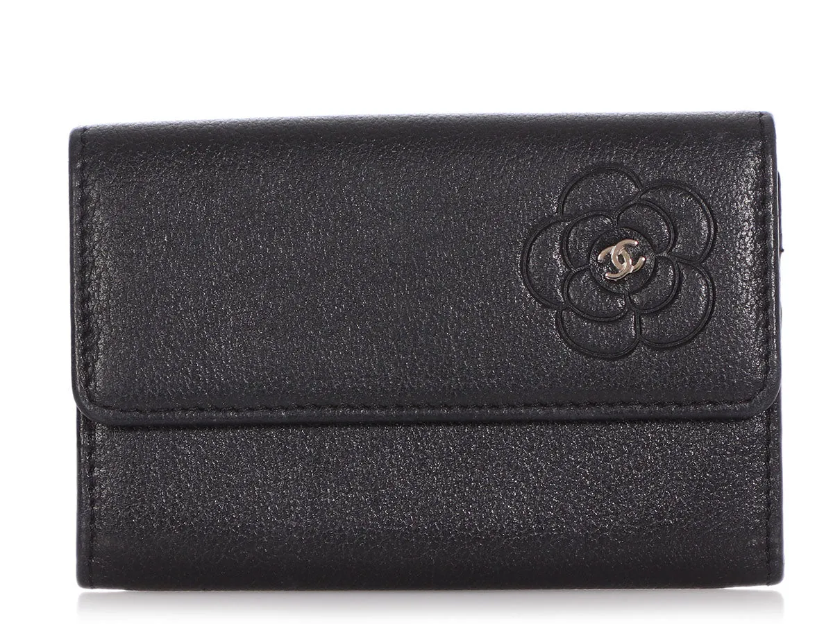 Chanel Two-Tone Quilted Calfskin Camellia Flower Card Case