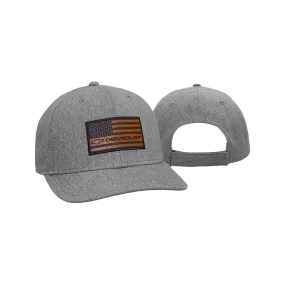 Chevrolet Grey Chino Leather Flag Patch Cap