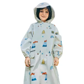 Cream Woodland Volcano Raincoat for Kids