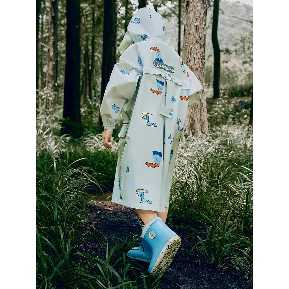 Cream Woodland Volcano Raincoat for Kids