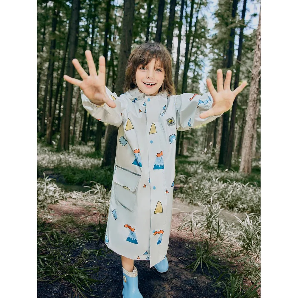 Cream Woodland Volcano Raincoat for Kids