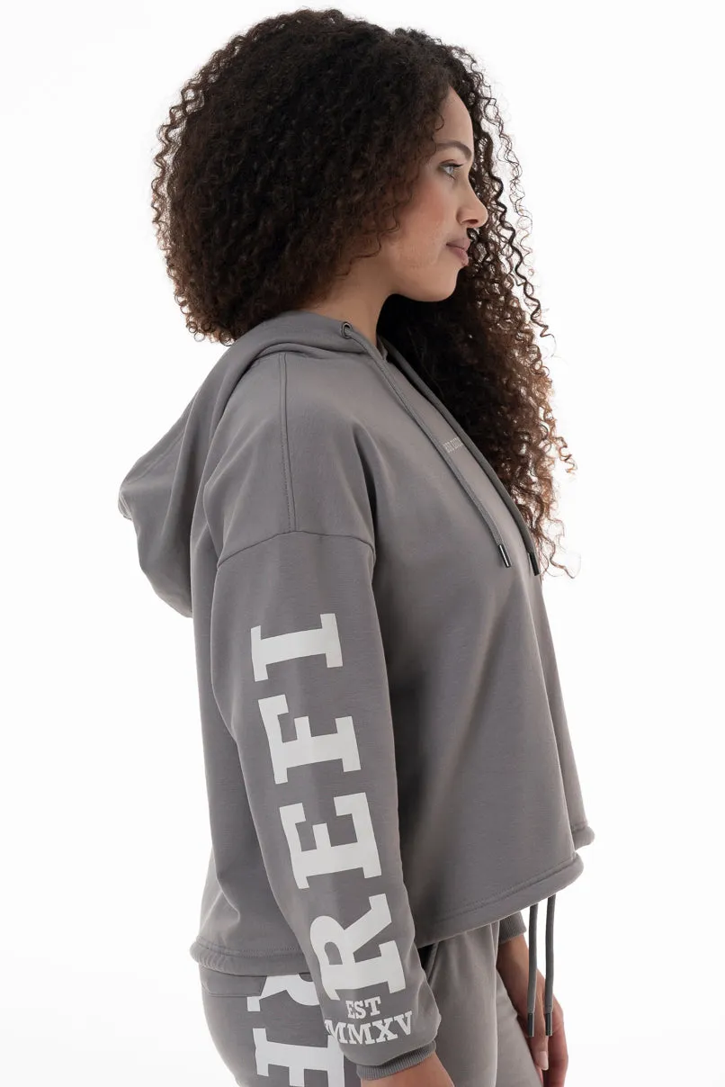 Cropped Hoodie _ 146927 _ Grey