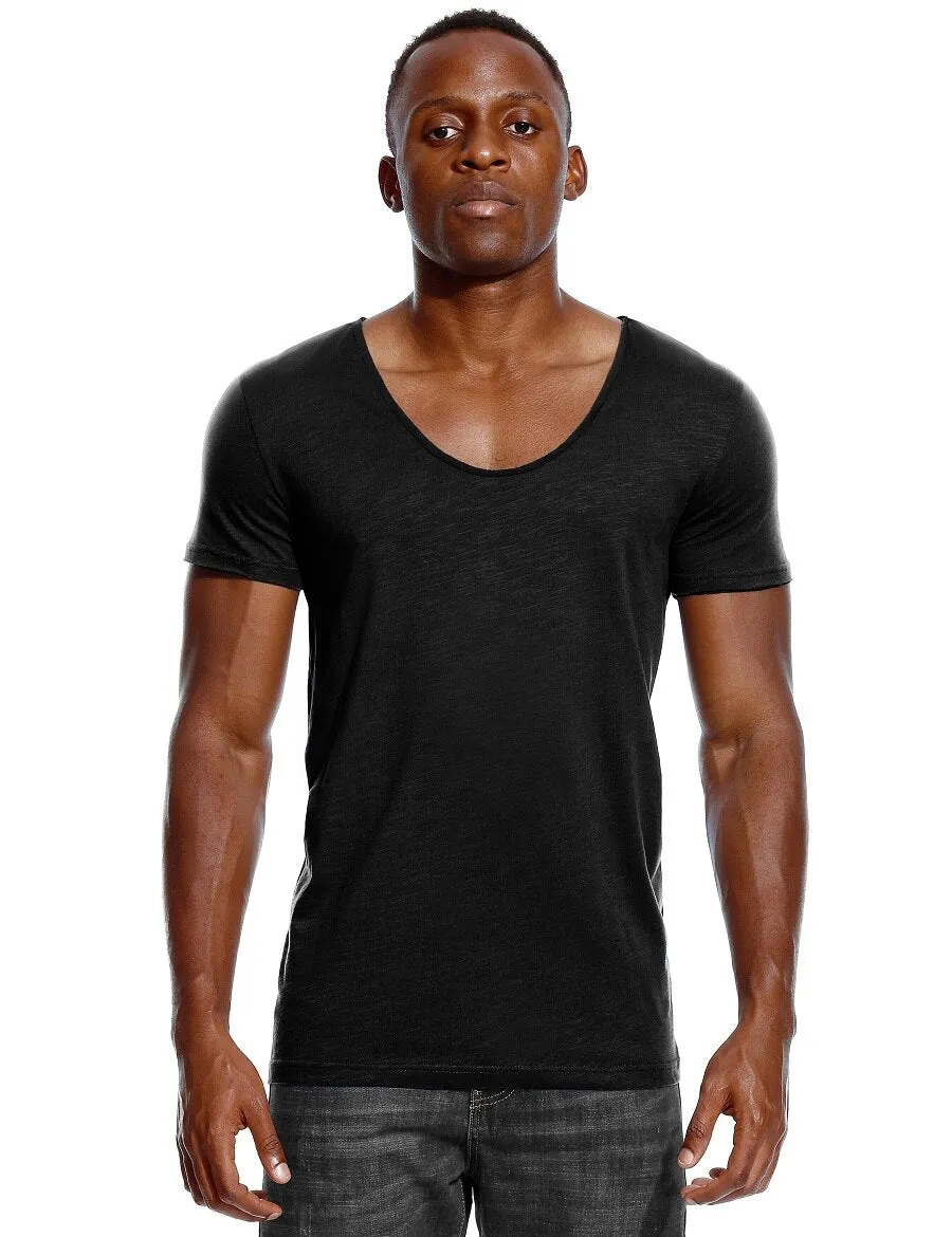 Deep V Neck T-Shirt Men's Plain V-Neck Cotton Compression Top Tees Fathers Day Gifts Men's Clothing