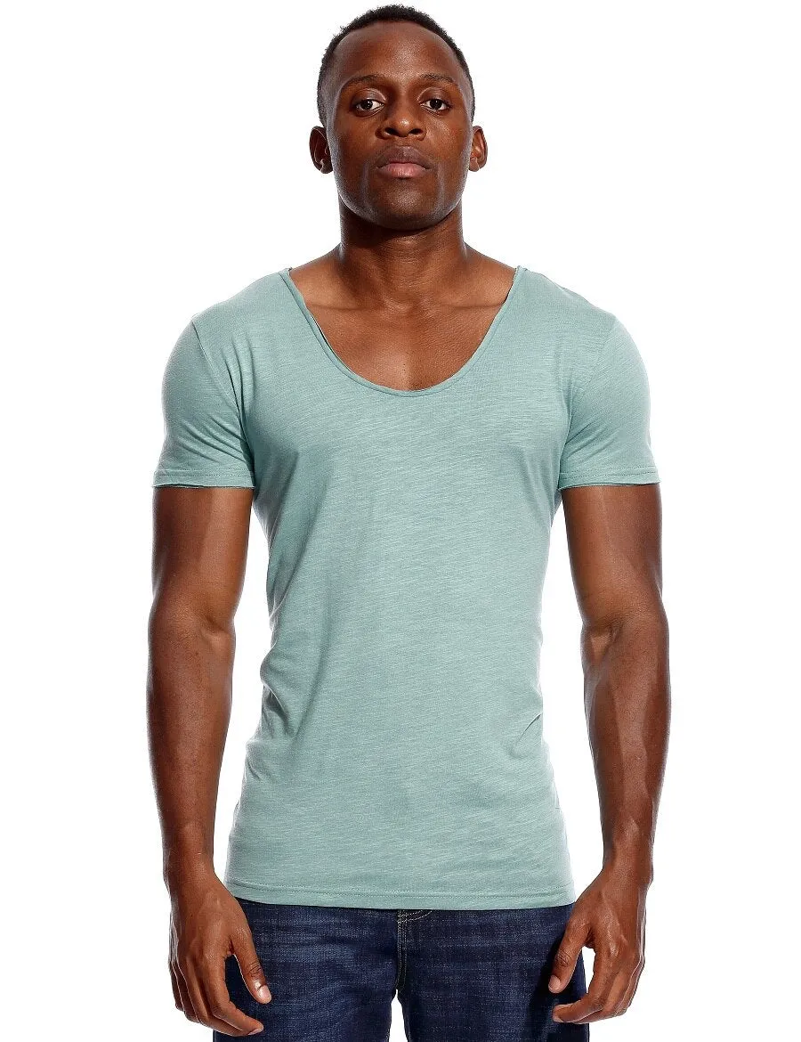 Deep V Neck T-Shirt Men's Plain V-Neck Cotton Compression Top Tees Fathers Day Gifts Men's Clothing