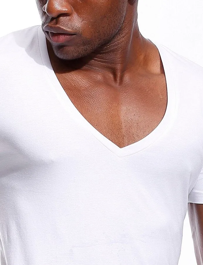 Deep V Neck T-Shirt Men's Plain V-Neck Cotton Compression Top Tees Fathers Day Gifts Men's Clothing