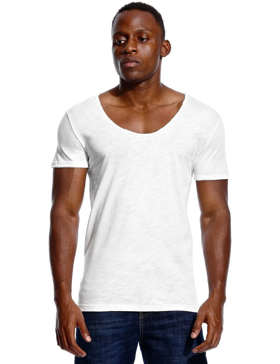 Deep V Neck T-Shirt Men's Plain V-Neck Cotton Compression Top Tees Fathers Day Gifts Men's Clothing