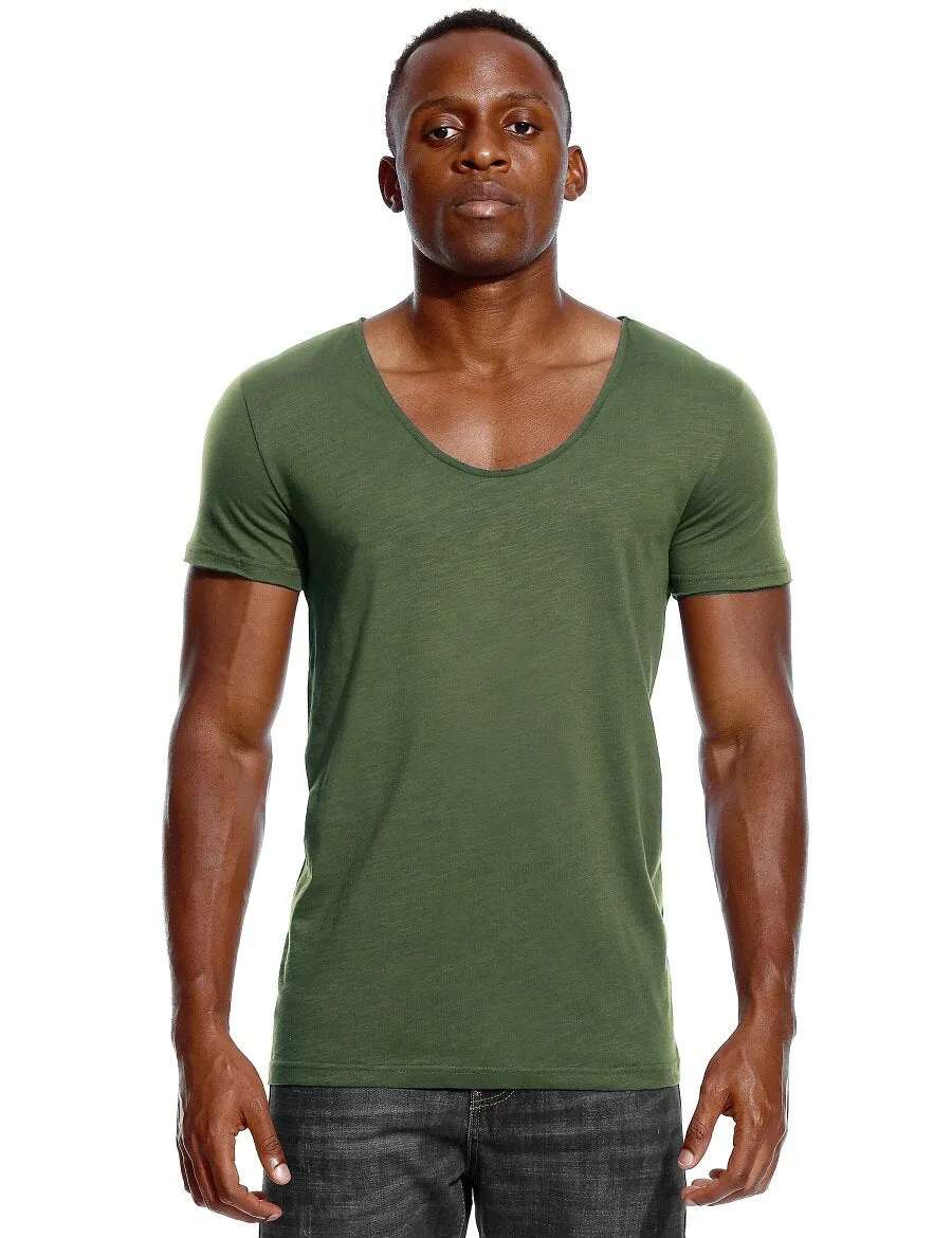 Deep V Neck T-Shirt Men's Plain V-Neck Cotton Compression Top Tees Fathers Day Gifts Men's Clothing