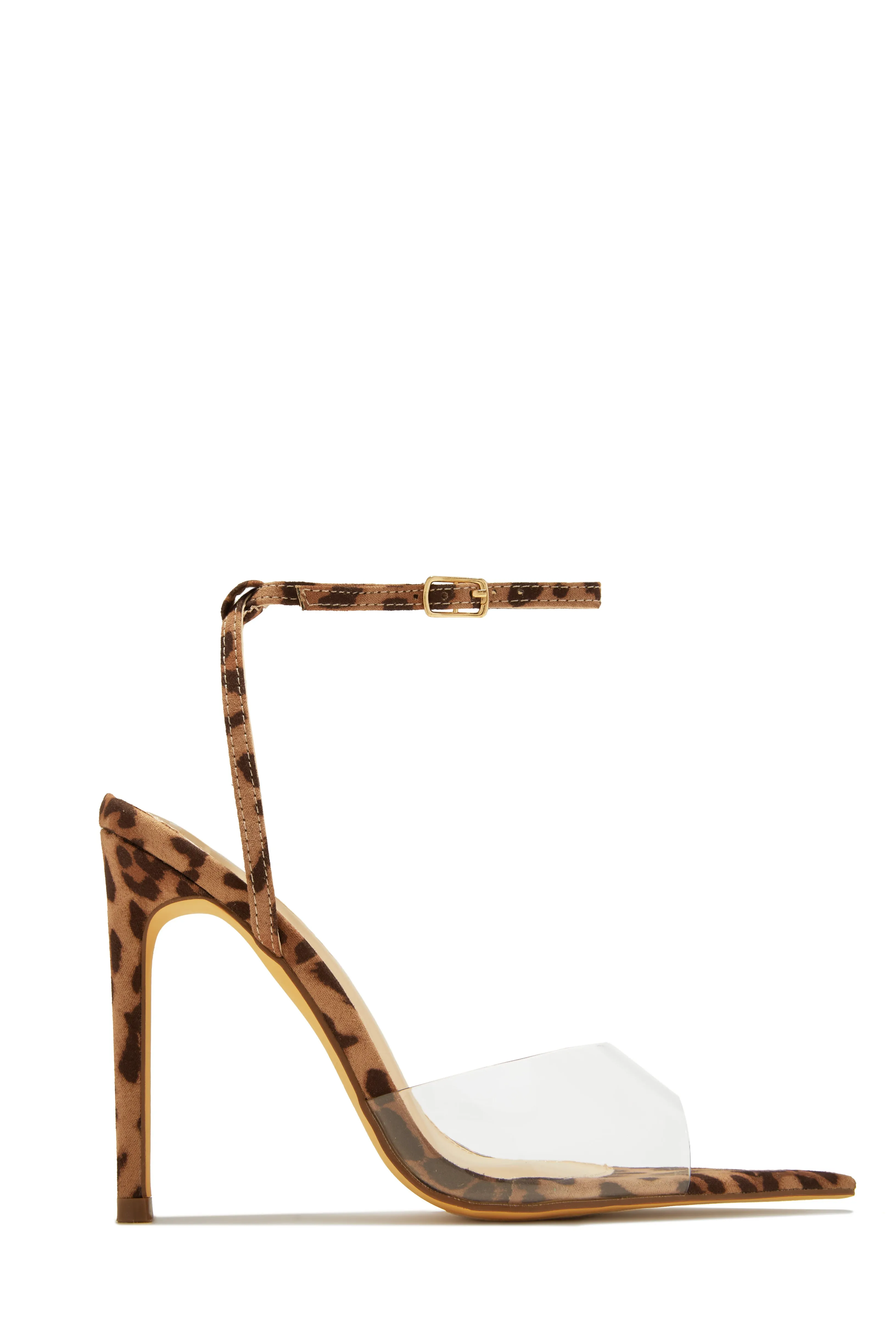 Dinner Date Clear Strap High Heels - Gold