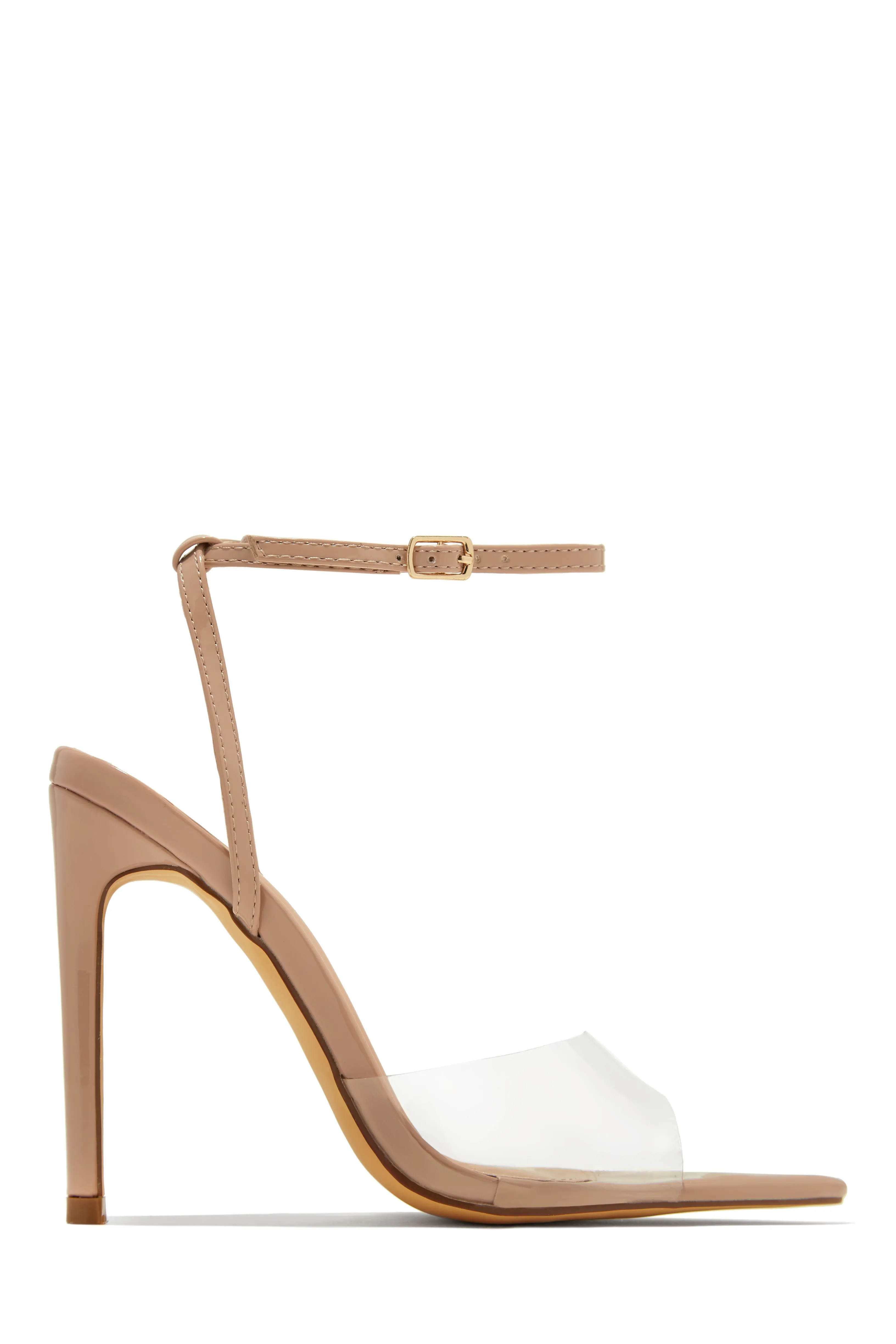 Dinner Date Clear Strap High Heels - Gold