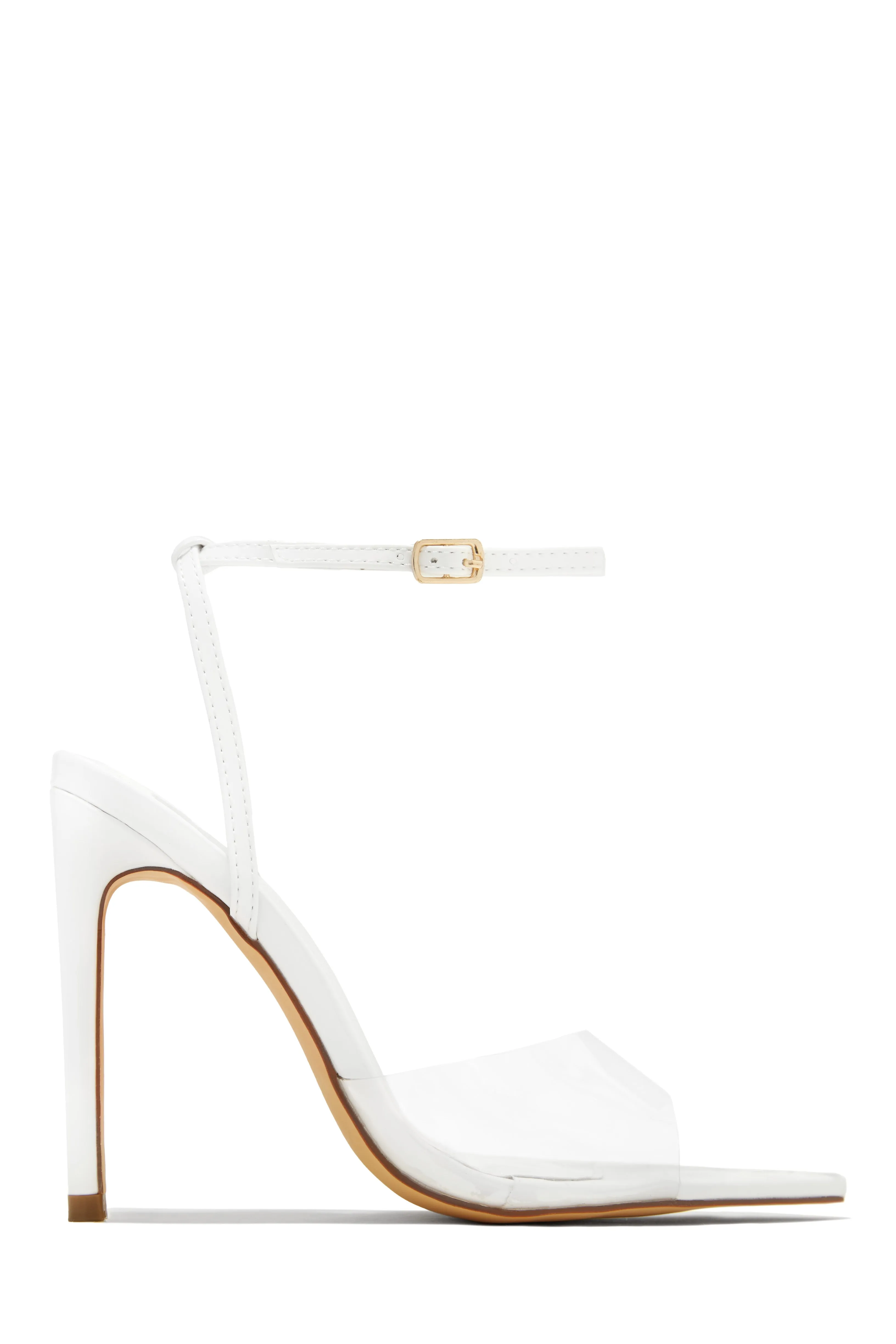 Dinner Date Clear Strap High Heels - Gold