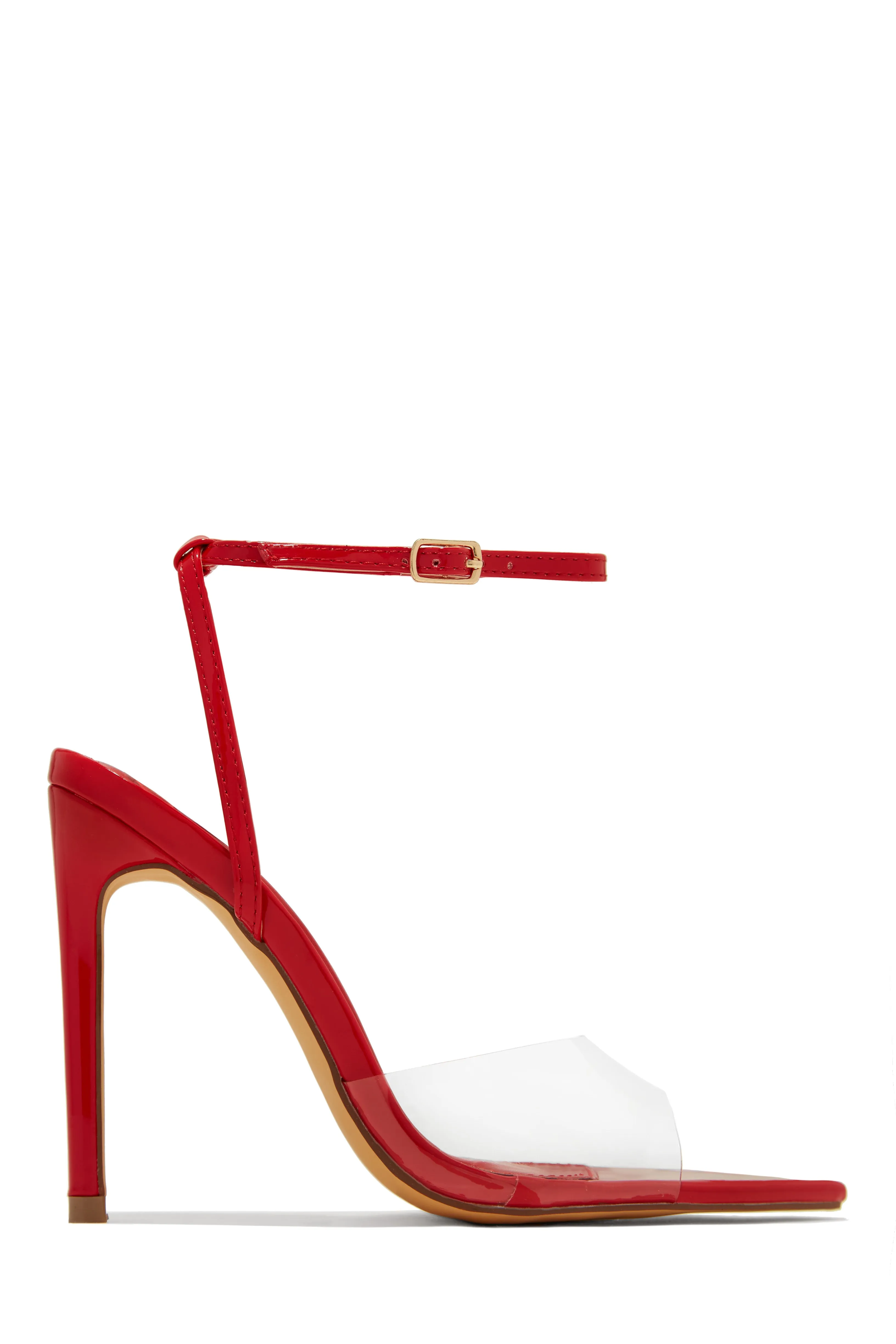 Dinner Date Clear Strap High Heels - Gold