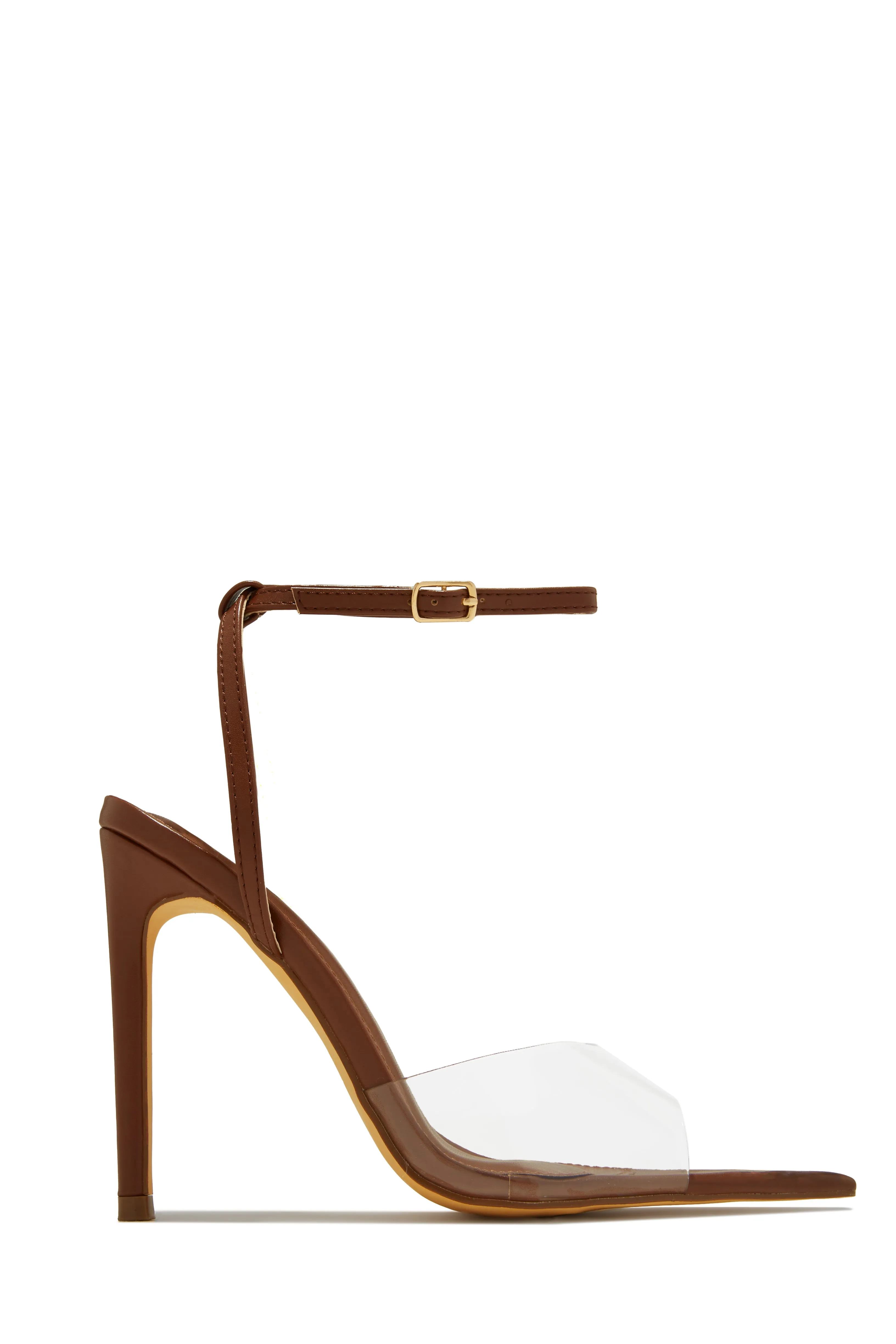 Dinner Date Clear Strap High Heels - Gold