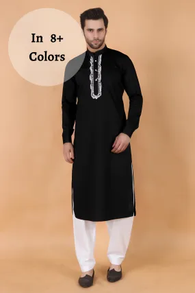 Embroidered Cotton Kurta Pajama