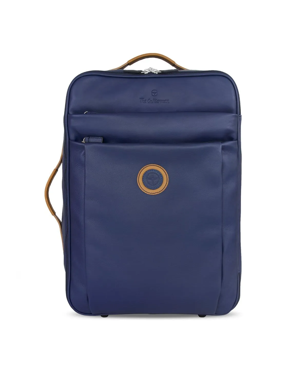 GLOBETROTTER - Full-grain Leather Trolley Bag - Blue/Tan