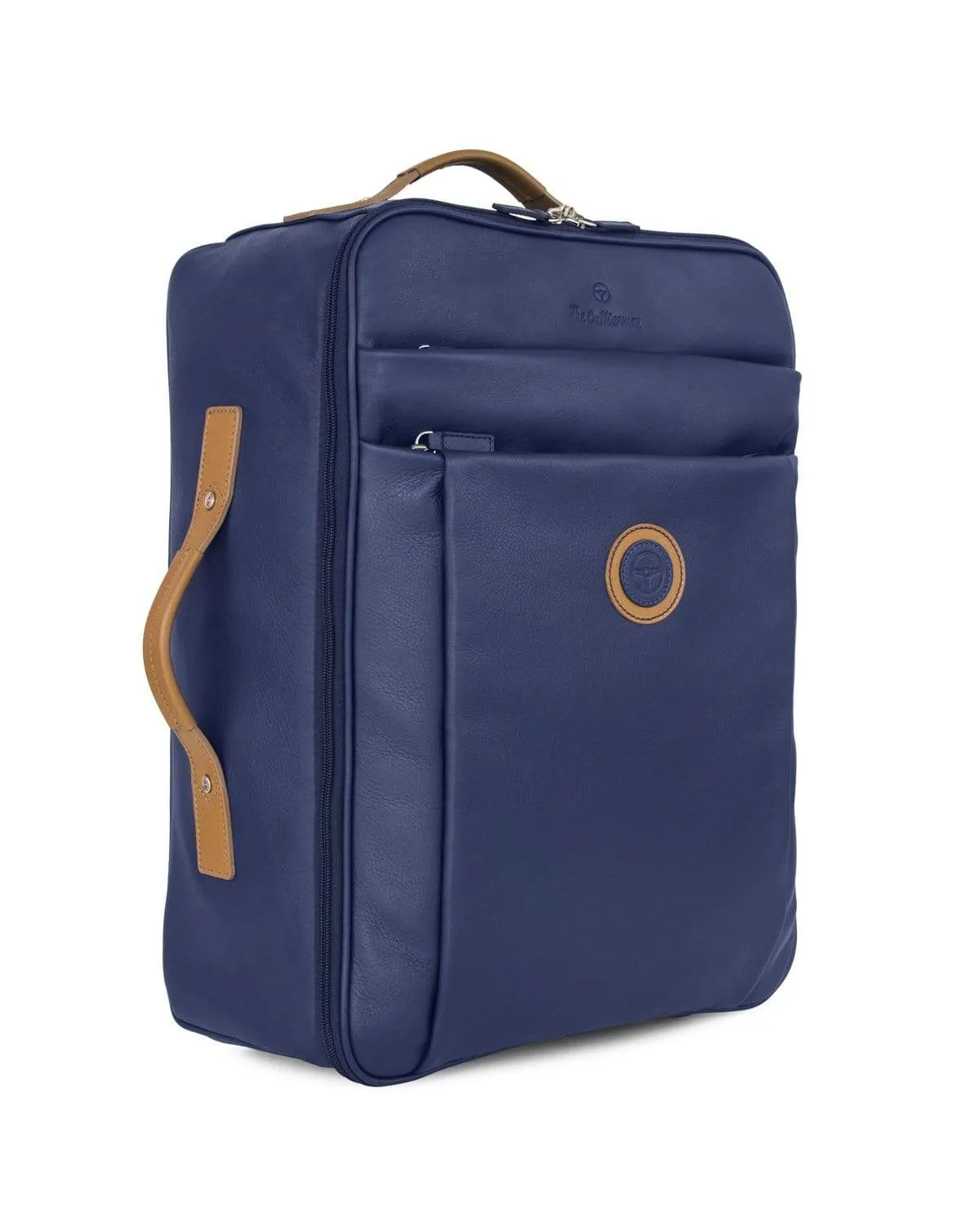 GLOBETROTTER - Full-grain Leather Trolley Bag - Blue/Tan