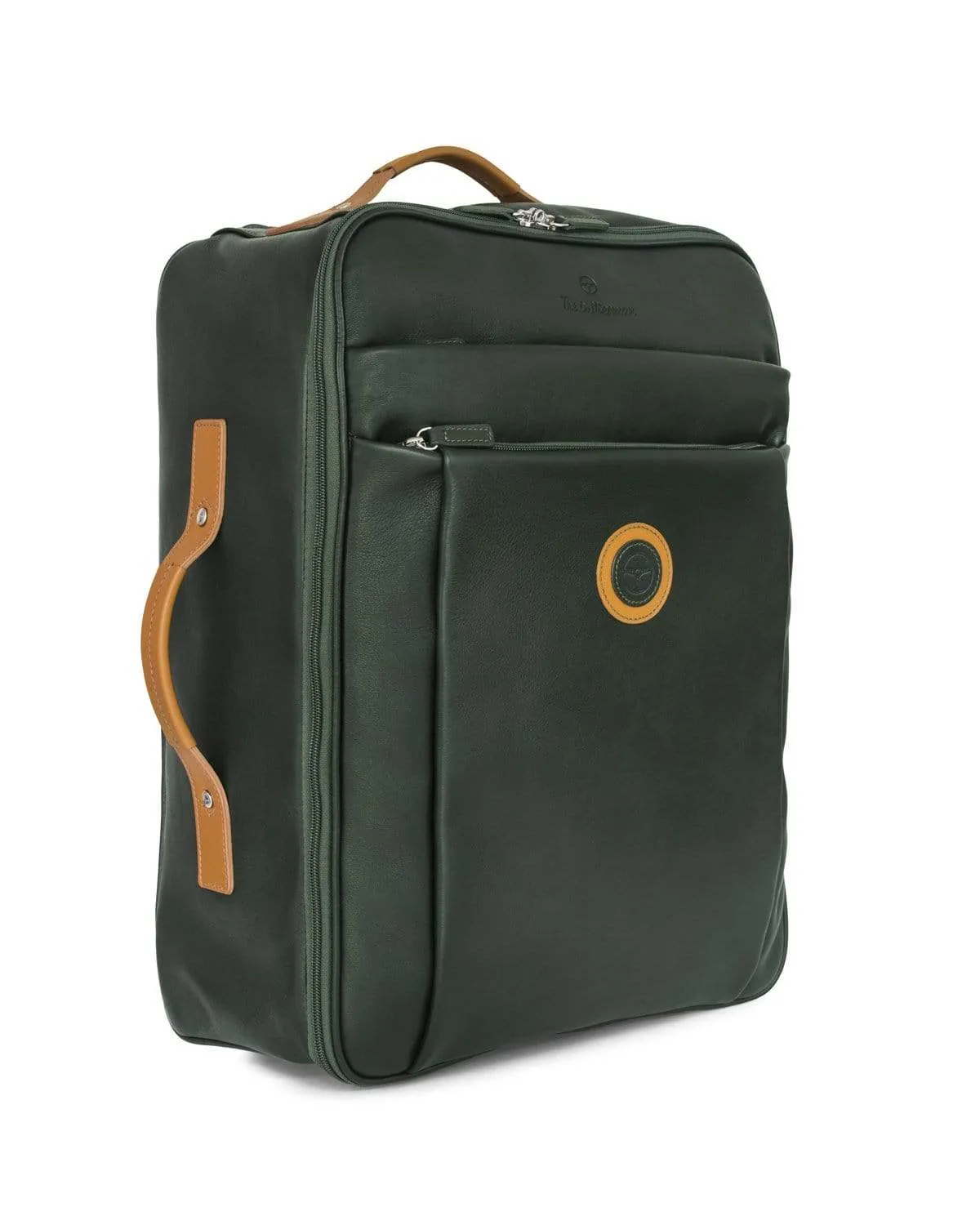 GLOBETROTTER - Full-grain Leather Trolley Bag - British Green/Tan