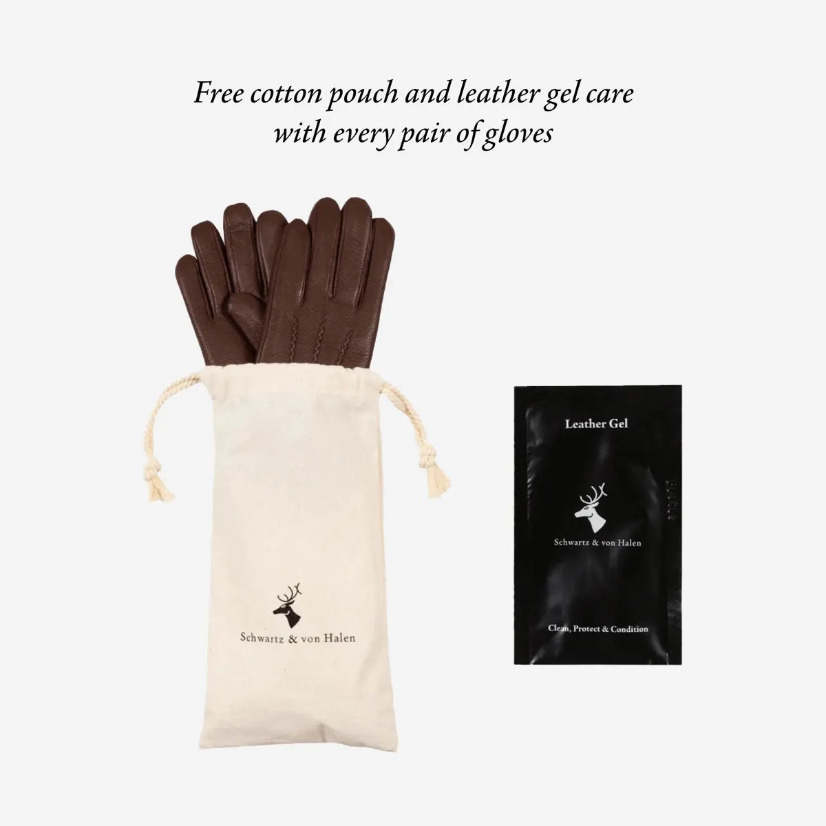 Jaxon (brown) - goatskin leather gloves with luxurious faux fur lining & touchscreen feature