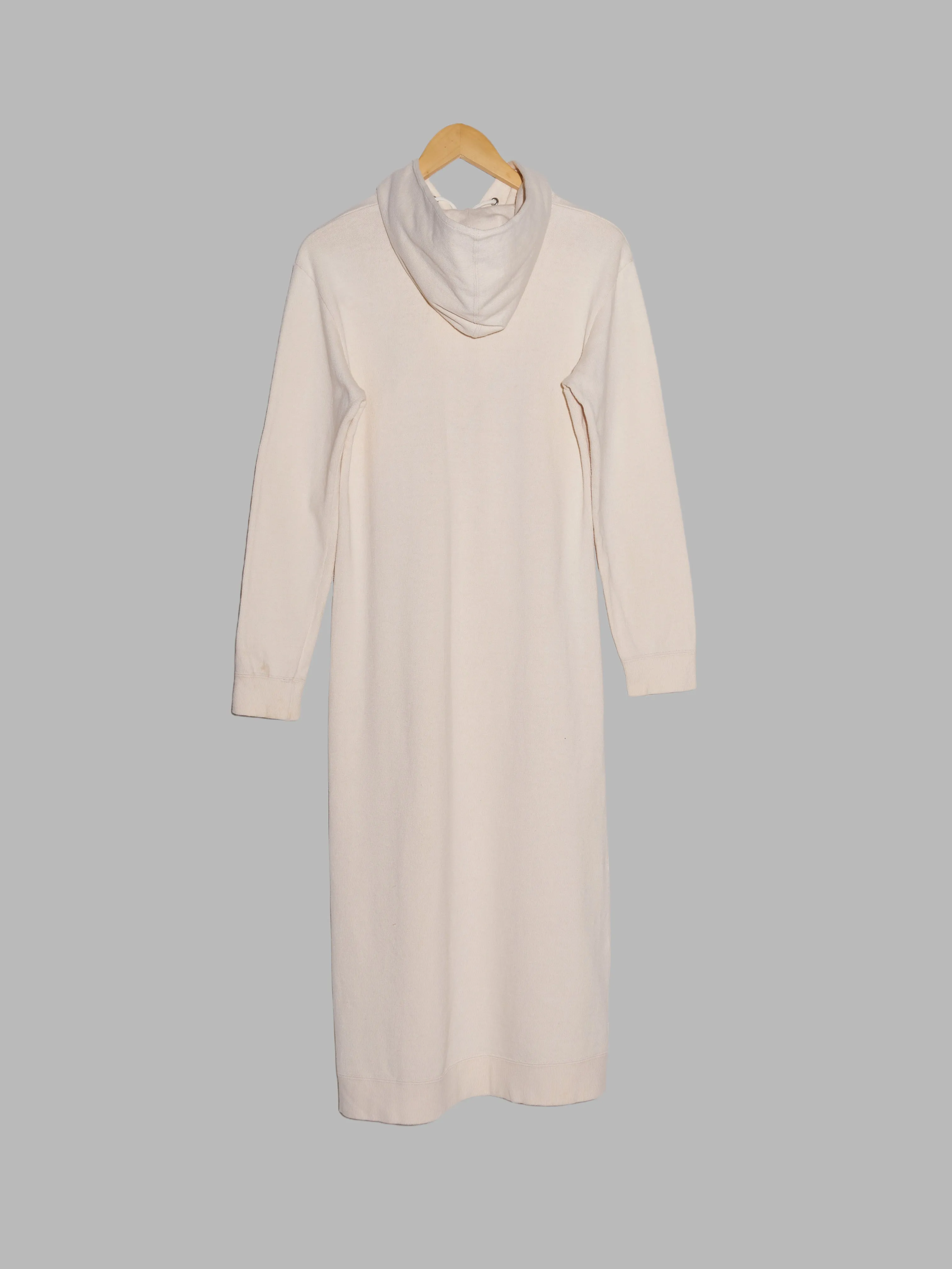 Keita Maruyama beige cotton full length hoodie dress with bowling pin motif - M