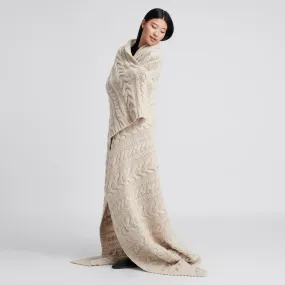 Luxe Cable Knit Wool Blanket