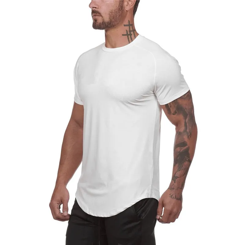 Mesh T-Shirt Clothing Tight Gym Men's Summer Tops Tees Homme Solid Quick Dry Bodybuilding Fitness