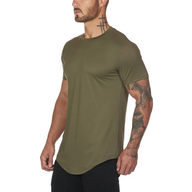 Mesh T-Shirt Clothing Tight Gym Men's Summer Tops Tees Homme Solid Quick Dry Bodybuilding Fitness