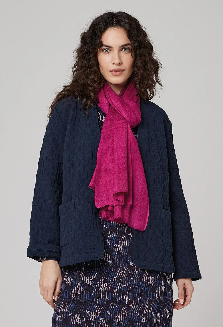 Mila Jacquard Quilt Effect Jacket - Navy